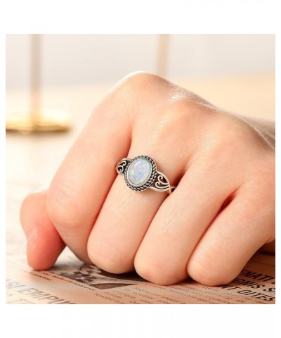 Adjustable Rings for Women 925 Sterling Silver Rings Womens Vintage Rings with 6 * 8mm Oval Teal Turquoise/Turquoise/Moonston...