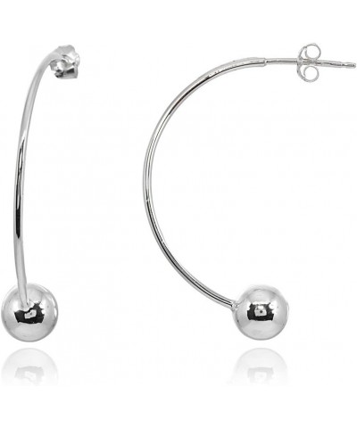 Sterling Silver Polished Curved Bead Dainty Fashion Earrings, 6mm, 8mm or 10mm 6mm - Sterling Silver $9.00 Earrings