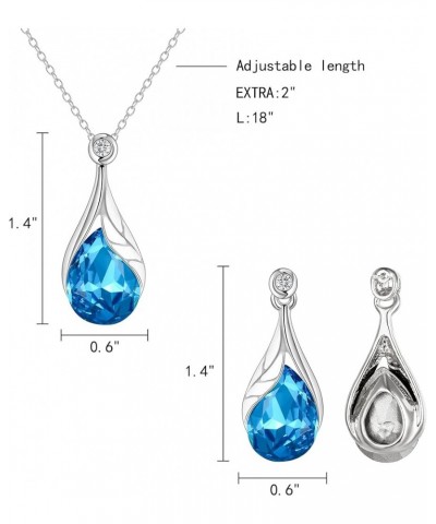 Austrian Crystal Leaf Teardrop Necklace Dangle Earrings Sets Valentine's Day/Mother's Day Christmas Jewelry Gift for Women He...