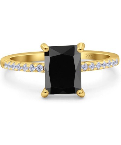 Emerald Cut Art Deco Wedding Ring Simulated Cubic Zirconia 925 Sterling Silver Yellow Tone, Simulated Black CZ $12.41 Bracelets