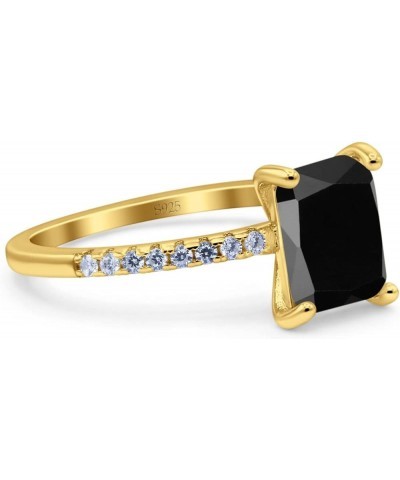 Emerald Cut Art Deco Wedding Ring Simulated Cubic Zirconia 925 Sterling Silver Yellow Tone, Simulated Black CZ $12.41 Bracelets