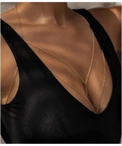 Bikini Bra Body Chain Sexy Cross Breast Chain Lingerie Necklace Accessories Nightclub Jewelry Adjustable for Women Girls Gold...