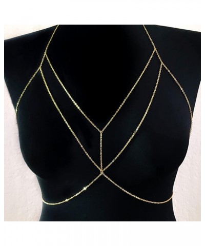 Bikini Bra Body Chain Sexy Cross Breast Chain Lingerie Necklace Accessories Nightclub Jewelry Adjustable for Women Girls Gold...