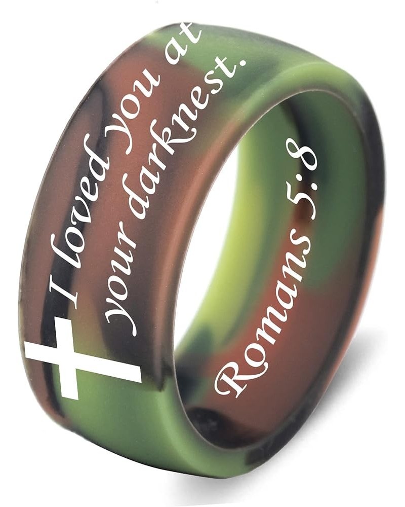 SHNIAN Cross Silicone Ring Broad Index Finger Band Christian Pray Jewelry Scripture Ring Comfortable Fit - Customize Bible Ve...