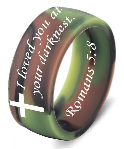 SHNIAN Cross Silicone Ring Broad Index Finger Band Christian Pray Jewelry Scripture Ring Comfortable Fit - Customize Bible Ve...