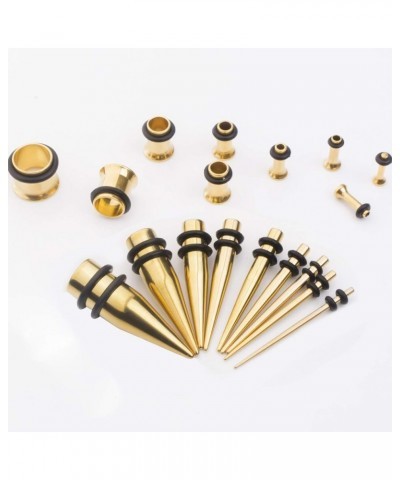 14G-00G 36pcs Ear Gauges Stretching Kit Surgical Steel Tapers Tunnels Plugs Piercing Set Body Jewelry Gold Tone $12.59 Body J...