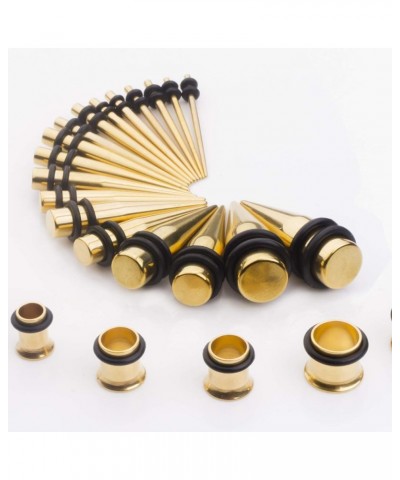 14G-00G 36pcs Ear Gauges Stretching Kit Surgical Steel Tapers Tunnels Plugs Piercing Set Body Jewelry Gold Tone $12.59 Body J...