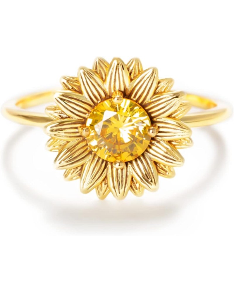 Story Jewellery Sunflower Ring for Women, Gold Plated Sunflower Ring for Girl, You Are My Sunshine Ring for Women, Birthday C...