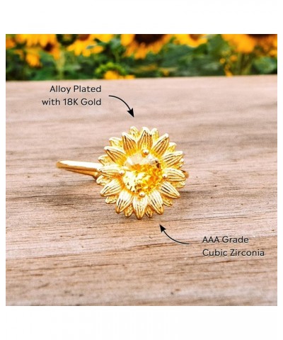 Story Jewellery Sunflower Ring for Women, Gold Plated Sunflower Ring for Girl, You Are My Sunshine Ring for Women, Birthday C...