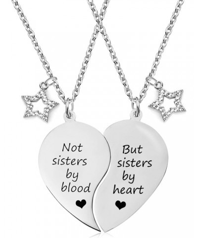 BFF Necklace for 2-Split Heart Necklace Not Sisters by Blood Pendant Best Friend Friendship Necklace Set of 2 Valentines Day ...