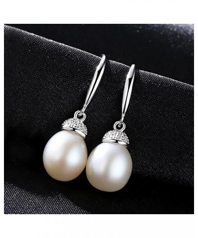 925 Sterling Silver Handpicked AAA+ Quality Freshwater Cultured Pearl Earrings for Women, CZ Cubic Zirconia S925 Fishhook Dro...