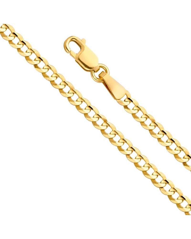 14k REAL Yellow Gold Solid 3mm Cuban Concave Curb Chain Necklace with Lobster Claw Clasp 16 Inches $70.98 Bracelets