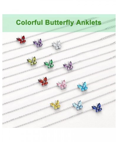 Silver Anklets for Women Cute Butterfly Jewelry 925 Sterling Silver Anklets Waterproof Summer Beach Foot Bracelet January to ...