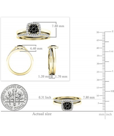 0.30 Carat Round Black & White Diamond Square Cluster Wedding Ring Set for Women in 10K Gold 5.5 Yellow Gold $192.34 Sets