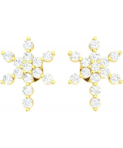 0.65ctw Round Cut Natural Diamond 10k Gold Earrings For Women Snowflake Stud K Color I1 Clarity Yellow Gold $104.96 Earrings