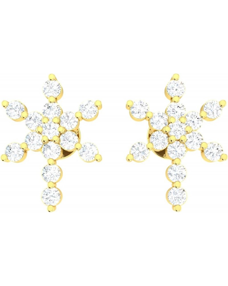 0.65ctw Round Cut Natural Diamond 10k Gold Earrings For Women Snowflake Stud K Color I1 Clarity Yellow Gold $104.96 Earrings