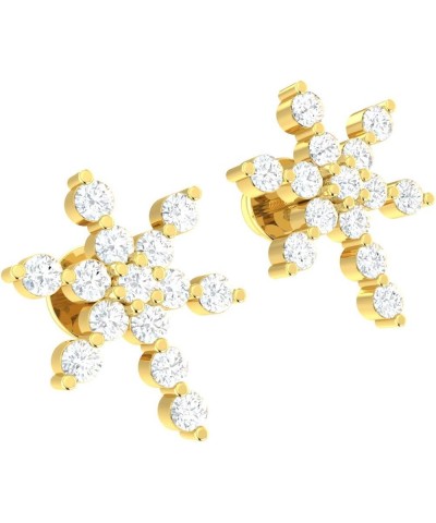 0.65ctw Round Cut Natural Diamond 10k Gold Earrings For Women Snowflake Stud K Color I1 Clarity Yellow Gold $104.96 Earrings