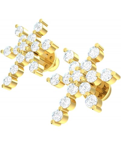 0.65ctw Round Cut Natural Diamond 10k Gold Earrings For Women Snowflake Stud K Color I1 Clarity Yellow Gold $104.96 Earrings