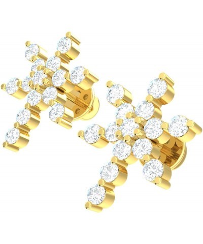 0.65ctw Round Cut Natural Diamond 10k Gold Earrings For Women Snowflake Stud K Color I1 Clarity Yellow Gold $104.96 Earrings