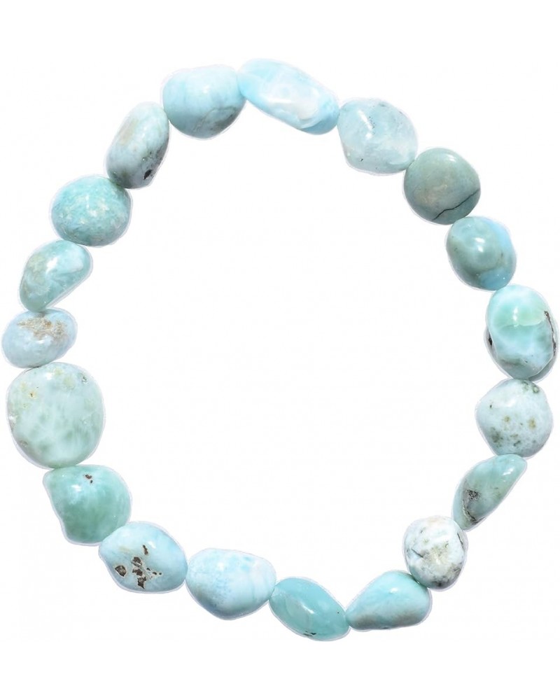 Charged Natural Gemstone Crystal Nugget Bead Bracelet + Selenite Charging Heart [Included] Larimar (Brazil - Small Nugget) $1...