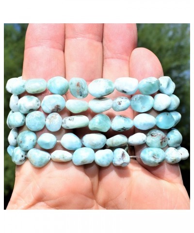 Charged Natural Gemstone Crystal Nugget Bead Bracelet + Selenite Charging Heart [Included] Larimar (Brazil - Small Nugget) $1...