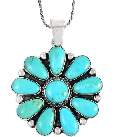 Turquoise Pendant Necklace Sterling Silver 925 Genuine Turquoise & Gemstones (20" Length) Turquoise $33.28 Necklaces