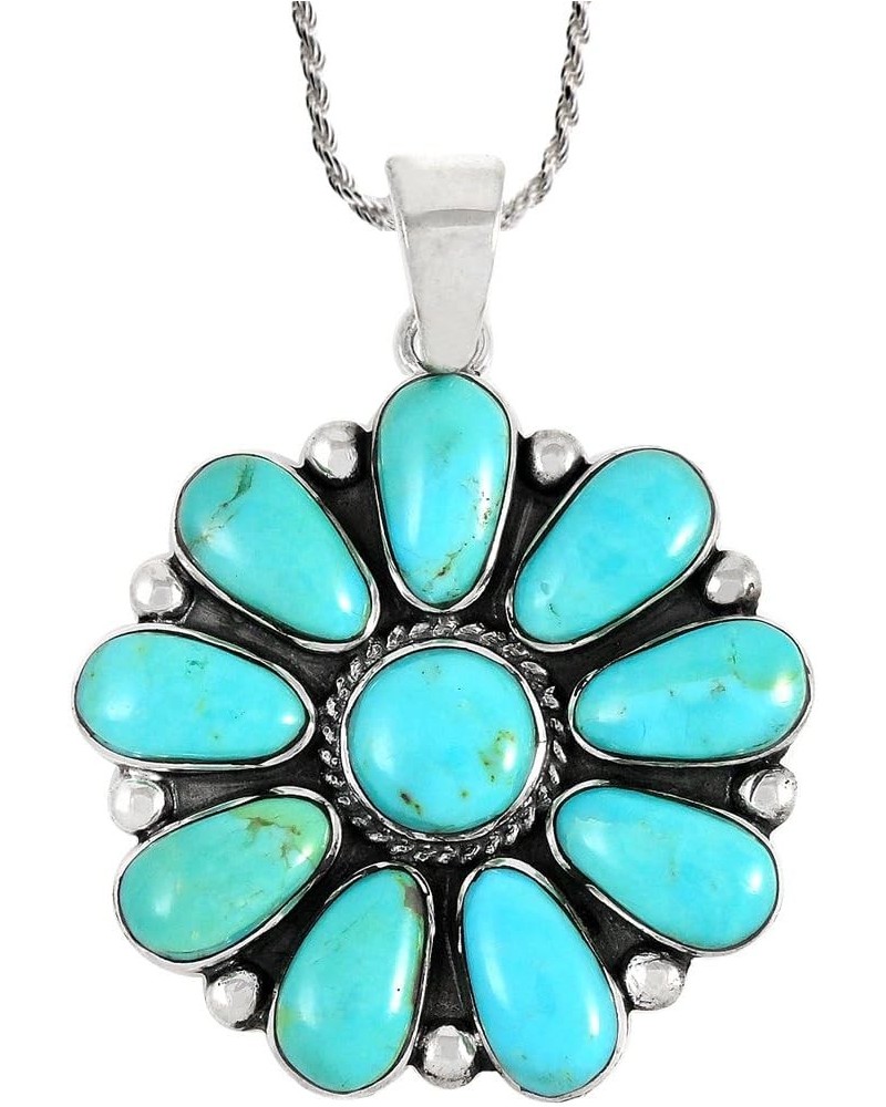 Turquoise Pendant Necklace Sterling Silver 925 Genuine Turquoise & Gemstones (20" Length) Turquoise $33.28 Necklaces