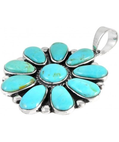 Turquoise Pendant Necklace Sterling Silver 925 Genuine Turquoise & Gemstones (20" Length) Turquoise $33.28 Necklaces