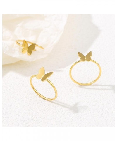 1mm Butterfly Bow Thin Stacking Rings for Women and Girl 14K Gold Filled Slim Statement Band Ring Non Tarnish Cute Pinky Ring...