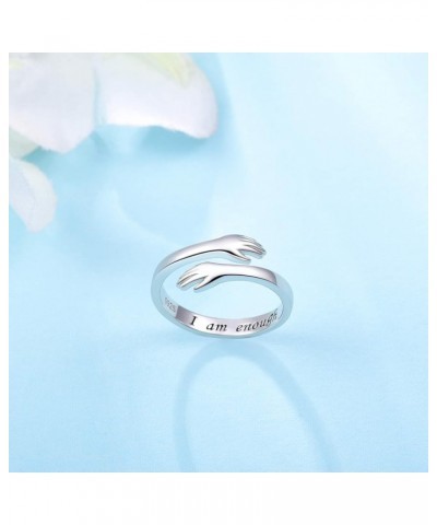 925 Sterling Silver Adjustable Hug Ring Come to My Arm Couple Hugging Rings for Women Mens Wedding Band Rings I Love You Fore...