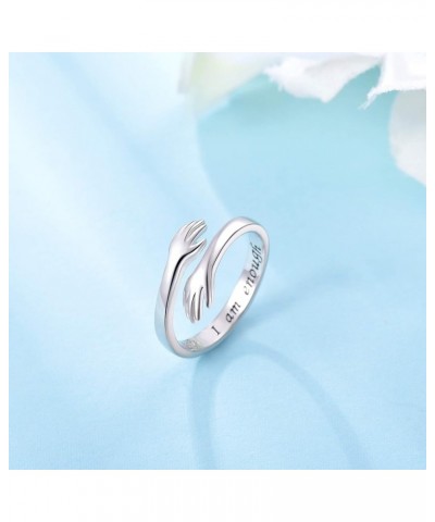 925 Sterling Silver Adjustable Hug Ring Come to My Arm Couple Hugging Rings for Women Mens Wedding Band Rings I Love You Fore...