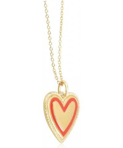 Gold Plated Sterling Silver Enamel CZ Heart Pendant Necklaces for Women Red Enamel $22.21 Necklaces