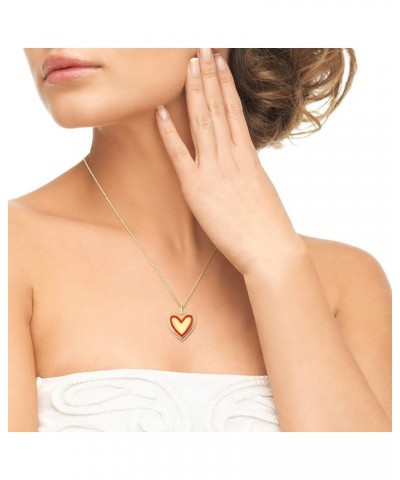 Gold Plated Sterling Silver Enamel CZ Heart Pendant Necklaces for Women Red Enamel $22.21 Necklaces