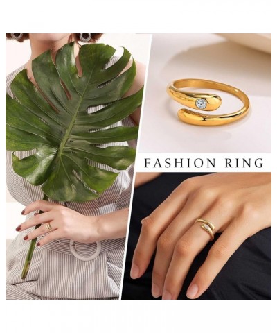 Fashion 18K Gold Plated Stainless Steel Double Chevron Ring for Women, Gold Plated- Open Twist $9.71 Rings