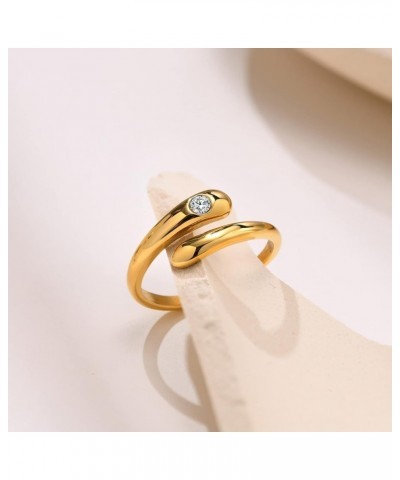 Fashion 18K Gold Plated Stainless Steel Double Chevron Ring for Women, Gold Plated- Open Twist $9.71 Rings