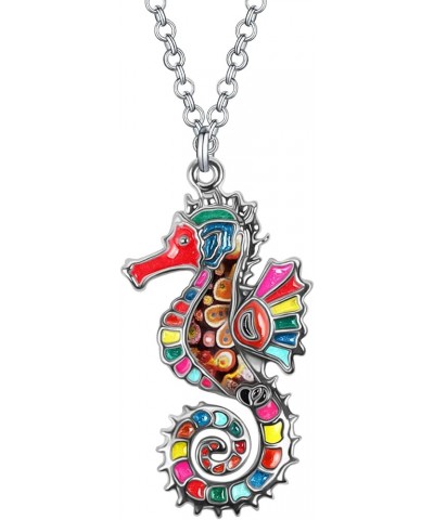 Enamel Tentacle Octopus Necklace Ocean Animals Pendant for Women Girls Charms Ocean Jewelry Gifts Rainbow Seahorse $8.63 Neck...