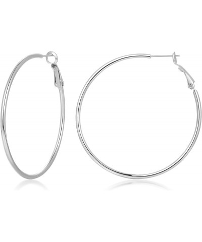 Stainless Steel Hoop Earrings,316L Steel Hoop Earrings for Women Size from Size 20mm to 60mm White-40mm $7.79 Earrings