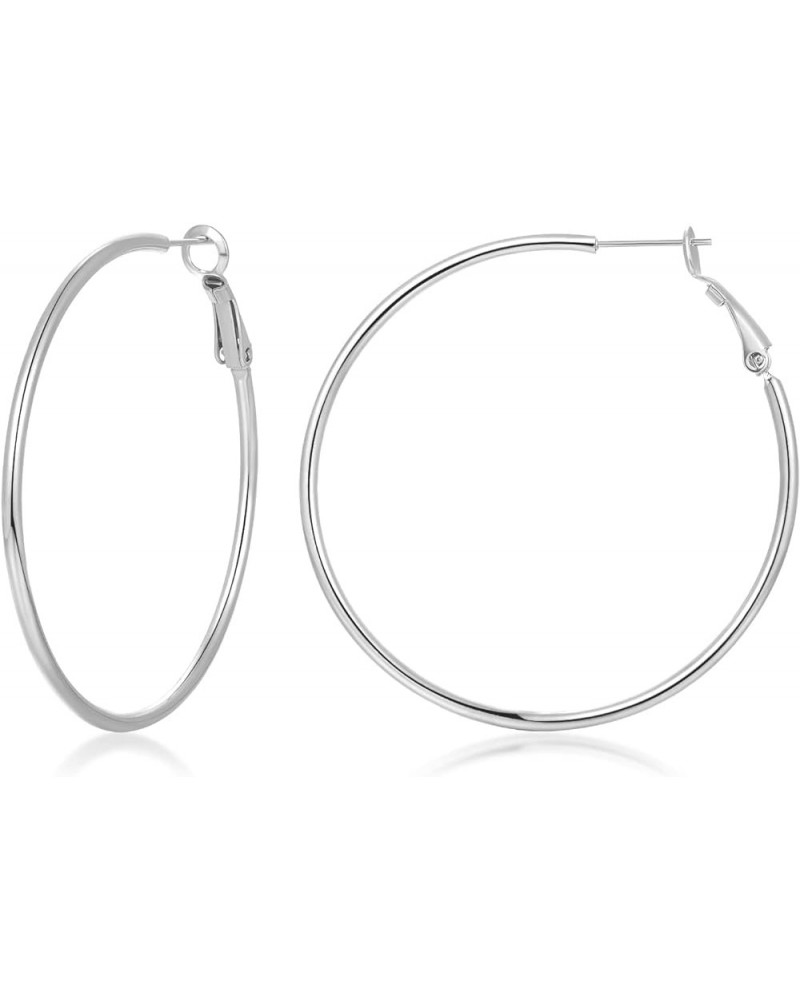 Stainless Steel Hoop Earrings,316L Steel Hoop Earrings for Women Size from Size 20mm to 60mm White-40mm $7.79 Earrings