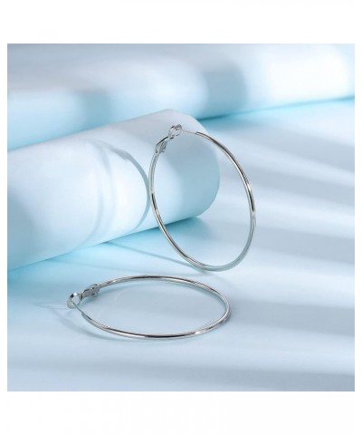 Stainless Steel Hoop Earrings,316L Steel Hoop Earrings for Women Size from Size 20mm to 60mm White-40mm $7.79 Earrings