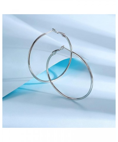 Stainless Steel Hoop Earrings,316L Steel Hoop Earrings for Women Size from Size 20mm to 60mm White-40mm $7.79 Earrings