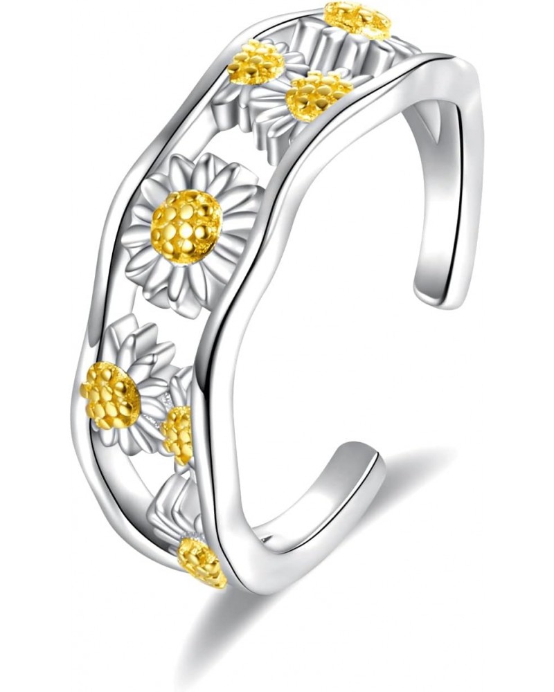 925 Sterling Silver Toe Ring for Women Teen Girls Daisy Flower Adjustable Mid Finger Rings Summer Vacation Ocean Beach $9.49 ...