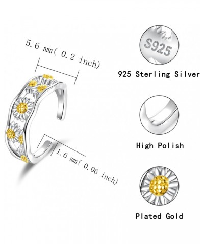 925 Sterling Silver Toe Ring for Women Teen Girls Daisy Flower Adjustable Mid Finger Rings Summer Vacation Ocean Beach $9.49 ...