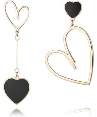 Love Heart Dangle Earrings Mismatch Asymmetry Peach Heart Drop Dangle Earrings for Women Girls Fashion Jewelry Black $9.21 Ea...