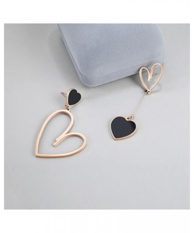 Love Heart Dangle Earrings Mismatch Asymmetry Peach Heart Drop Dangle Earrings for Women Girls Fashion Jewelry Black $9.21 Ea...