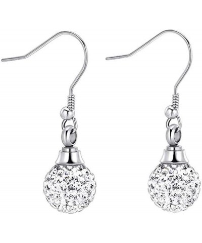 Crystal Ball Cremation Earrings for Ashes Stainless Steel Pendants Eardrop Funeral Keepsake Urn Jewelry White $15.53 Earrings