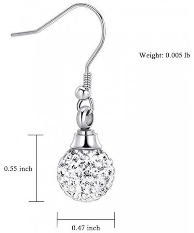 Crystal Ball Cremation Earrings for Ashes Stainless Steel Pendants Eardrop Funeral Keepsake Urn Jewelry White $15.53 Earrings