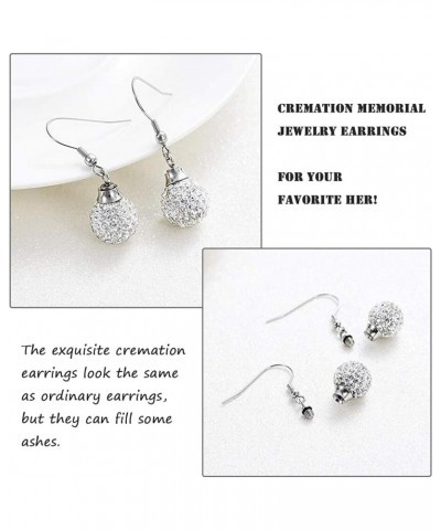 Crystal Ball Cremation Earrings for Ashes Stainless Steel Pendants Eardrop Funeral Keepsake Urn Jewelry White $15.53 Earrings