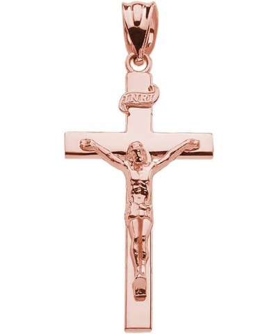 10K Rose Gold Catholic Linear Cross INRI Crucifix Pendant Charm - Choice of Size 2. Medium (1.34") $52.90 Pendants