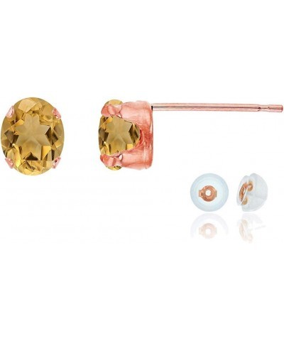 Solid 10K Yellow, White or Rose Gold 6x4mm Oval Genuine Or Created Gemstone Birthstone Stud Earrings Citrine Rose Gold $16.80...