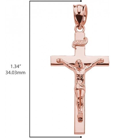 10K Rose Gold Catholic Linear Cross INRI Crucifix Pendant Charm - Choice of Size 2. Medium (1.34") $52.90 Pendants